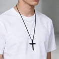 thumbnail image 6 of Flydeer Cross Necklace for Men Titanium Steel Black Nail Cross Pendant Necklace for Mens Christian Gifts for Men Women, 6 of 7
