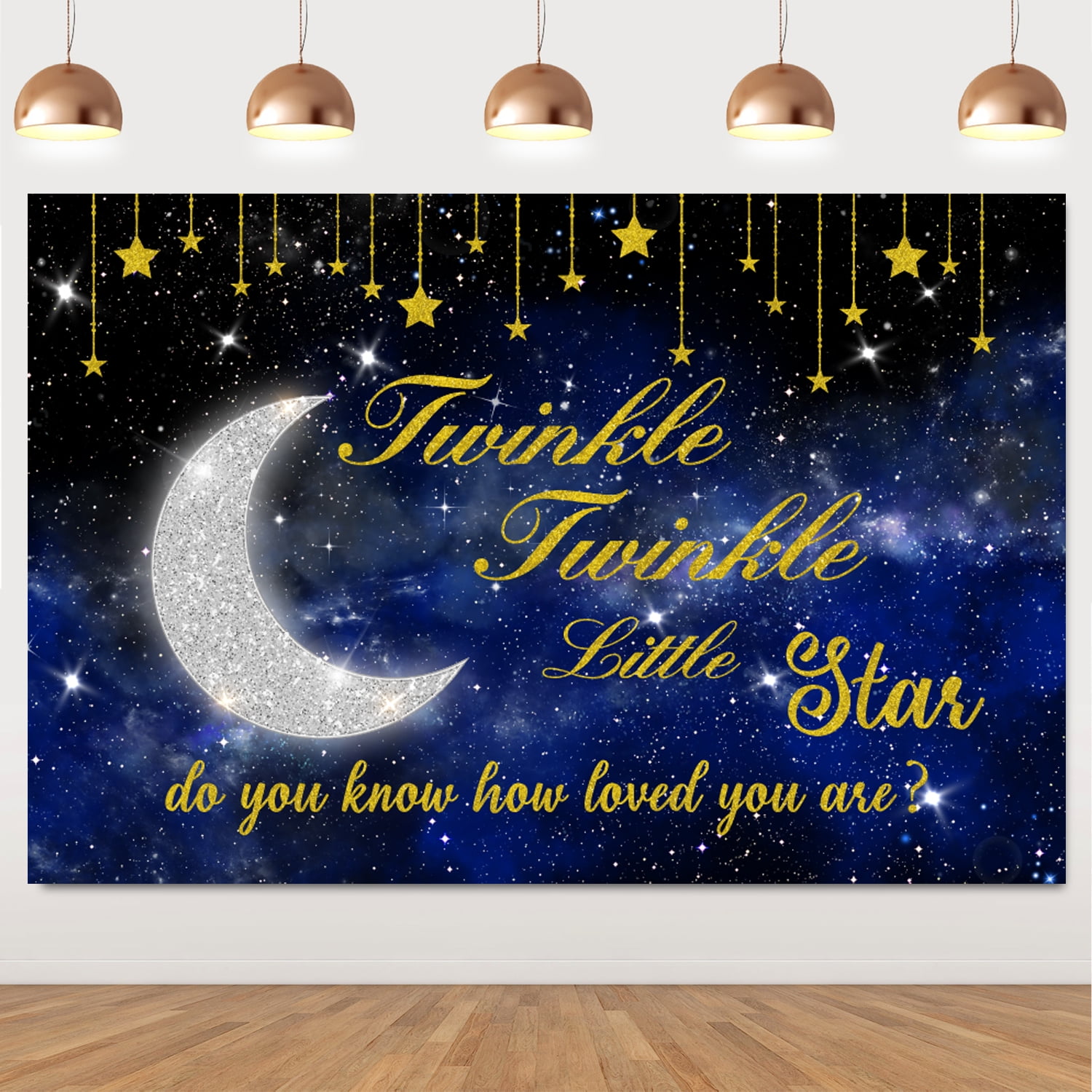 Twinkle Twinkle Little Star Party Decorations, Backdrop Shiny Stars And  Moon Navy Blue Galaxy Star Baby Shower Background, For Baby Shower Birthday  Party Supplies Photo Props 