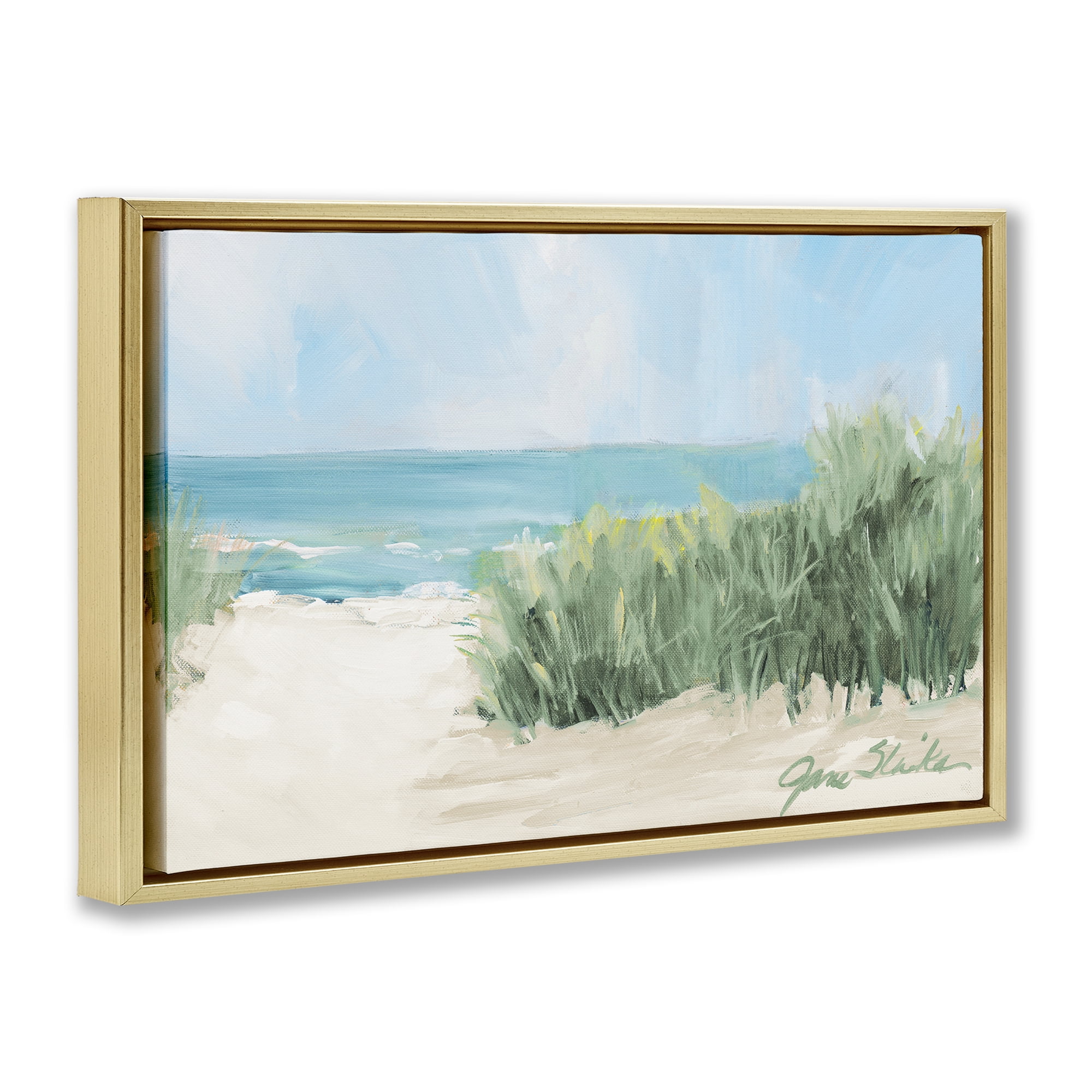 Stupell Industries Soothing Beach Day Gold Framed Floater Canvas Wall Art, design by Jane Slivka