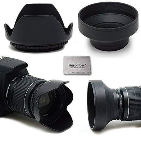 58mm Lens Hood Kit With 58mm Hard Lens Hood + 58mm Soft Lens Hood For Canon Cameras including CANON Rebel (T7i T6S T6i T6 T5i T5 T4i T3i T3 T2i T1i XT XTi XSi SL1), CANON EOS (800D 750D 700D 650D (Best Lens For T4i)