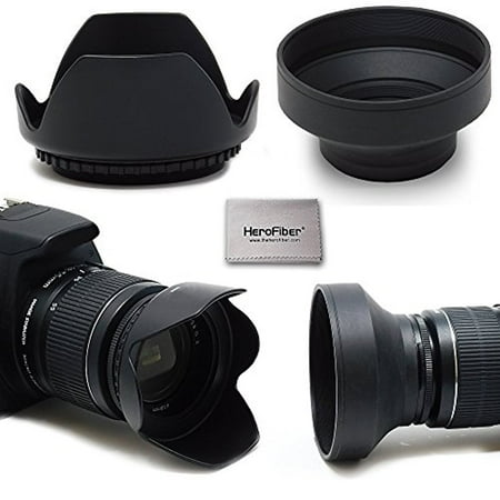 58mm Lens Hood Kit With 58mm Hard Lens Hood + 58mm Soft Lens Hood For Canon Cameras including CANON Rebel (T7i T6S T6i T6 T5i T5 T4i T3i T3 T2i T1i XT XTi XSi SL1), CANON EOS (800D 750D 700D 650D (Best Lens For Canon 650d)