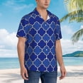 thumbnail image 5 of Goofa Blue Gold Grid Lantern Shapes Hawaiian Shirt for Men, Unisex Summer Beach Casual Short Sleeve Button Down Shirts,Aloha Tropical Floral print shirt-3X-Large, 5 of 9