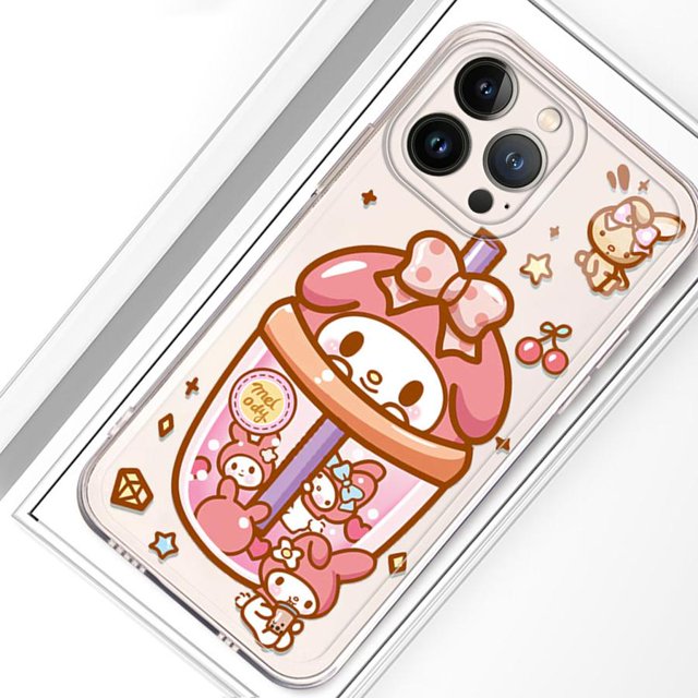 Coque de téléphone pour iPhone 16 13 Pro Max SE 8 7 XR 14 15Pro Max 11 12 Mini XS 16e, coque souple transparente, mignonne cannelle Kuromi