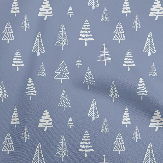 oneOone Cotton Poplin Dusty Blue Fabric Tree Diy Clothing Quilting Fabric Print Fabric By Yard 56 Inch Wide