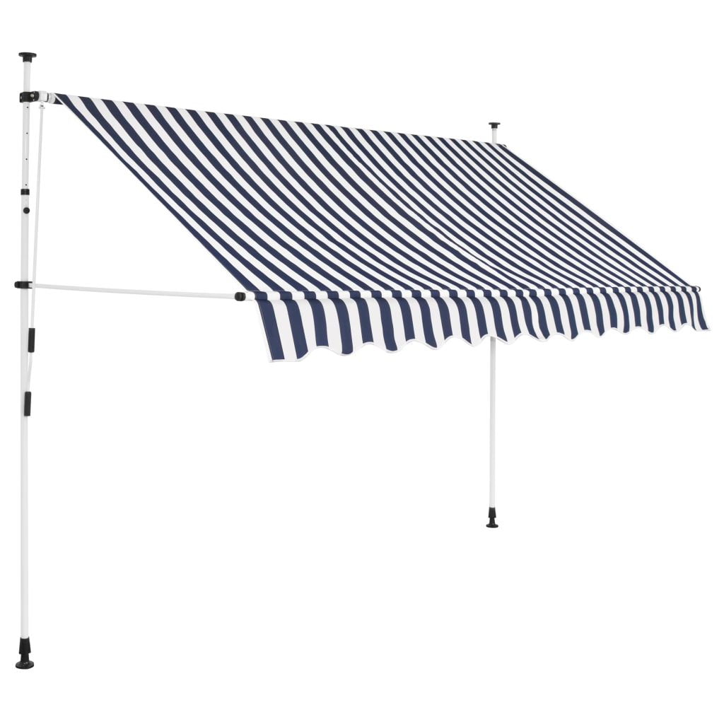 Kepooman Manual Awning for Window Terrace Balcony, Blue Kepooman Manual Awning for Window Terrace Balcony, Blue