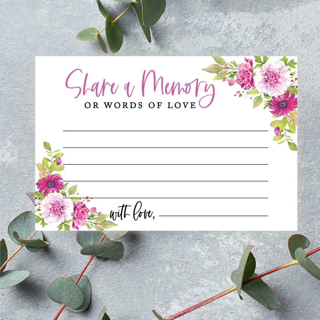 Koyal Wholesale Share a Memory Cards, Fuchsia Florals Cards for Wedding, Life Memories, 4" x 6", 52-Pk