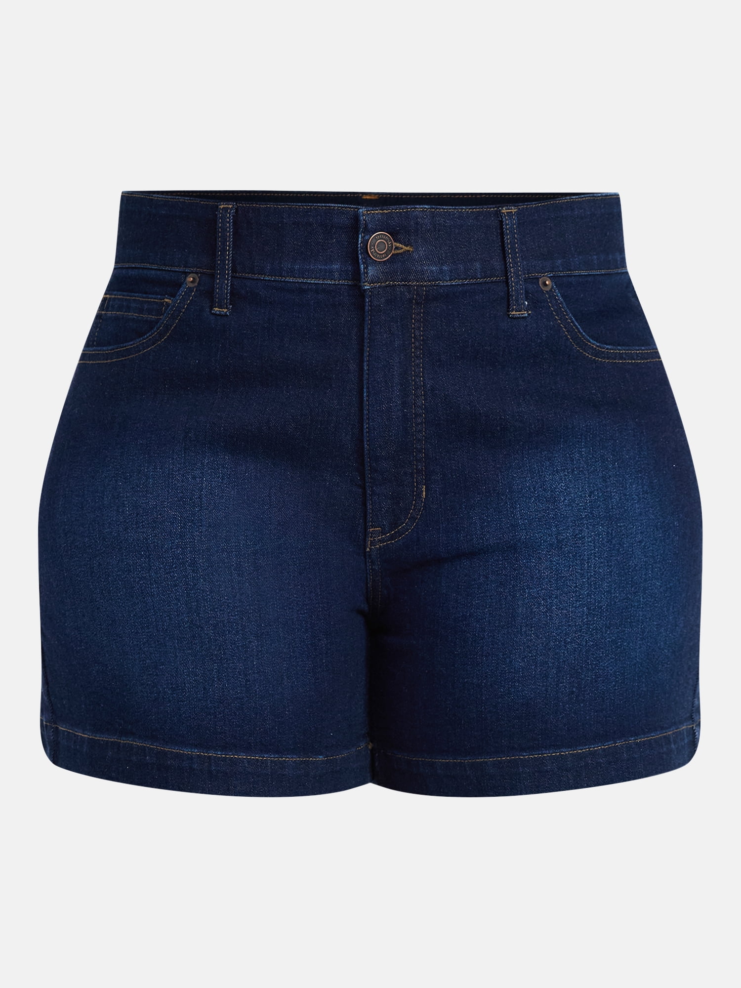 Terra & Sky Women's Plus High Rise A Line Denim Shorts, 5" Inseam, Sizes 16W-26W