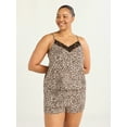 thumbnail image 2 of Joyspun Women’s Dreamy Soft Collection Lace Trim Knit Cami and Shorts Pajama Set, Sizes XS to 3X, 2 of 7