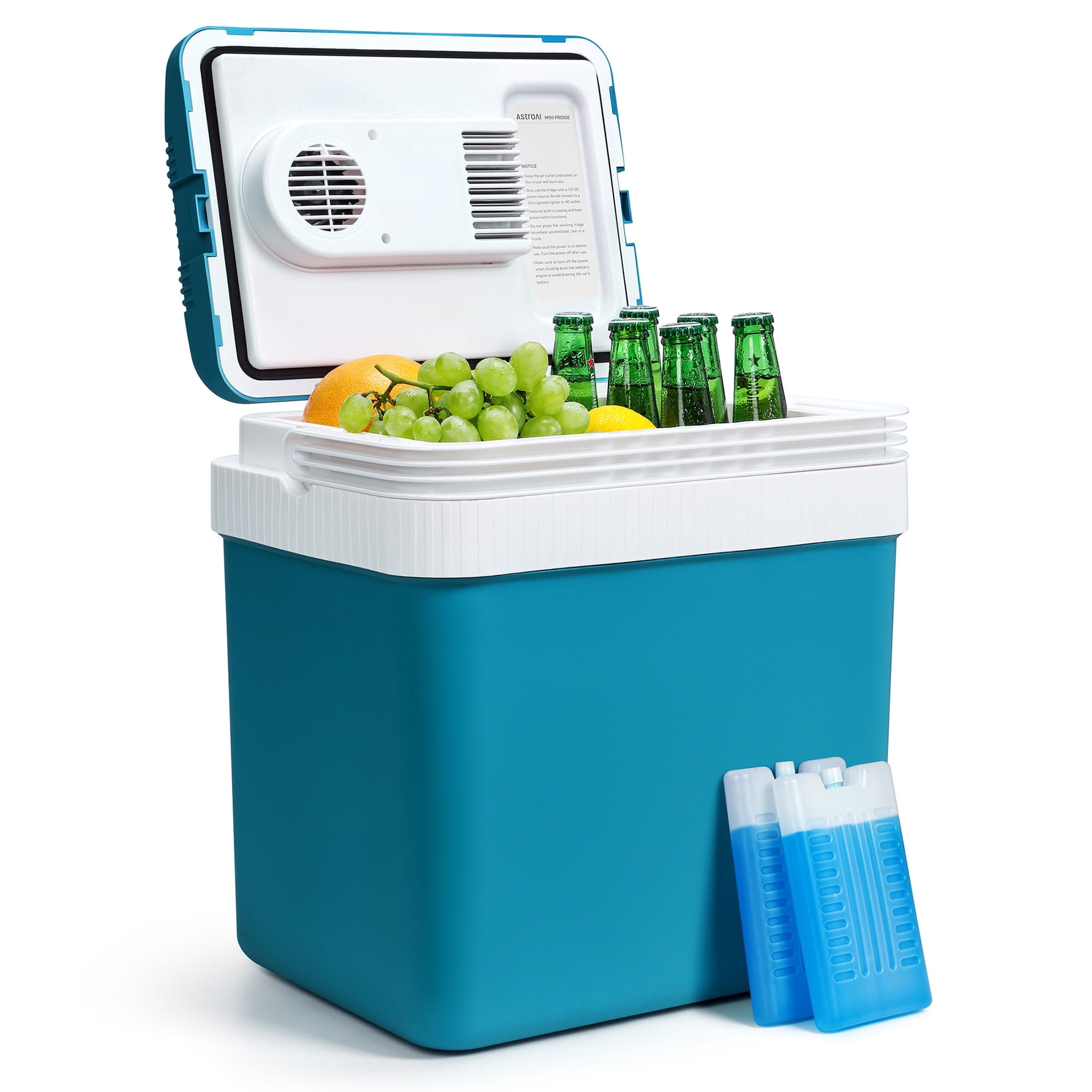 Astroai 24 Liter (26 qt)  Electric Cooler, Thermoelectric Car Fridge, Portable Refrigerator for Home and Travel, 12V DC, Blue-Green