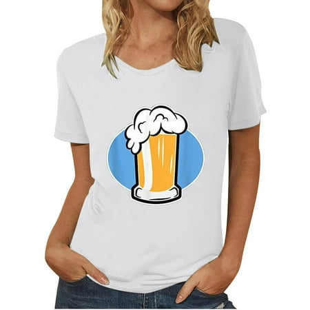 

Crop Tops for Women Tunic Tops Women Blouse Oktoberfest Crewneck T-Shirt Summer Print Short Sleeve Pullover Men s Women s T-Shirt Tops Shirt Womens Workout Tops Black Shirts for Women White S