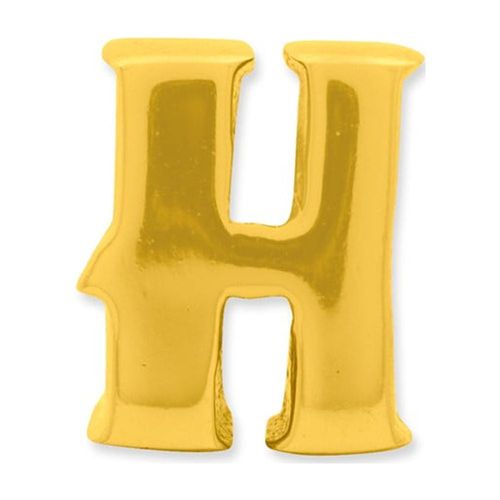 925 Sterling Silver Gold-plated Reflections Letter H Bead; for Adults and Teens; for Women and Men