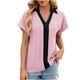 thumbnail image 2 of Fiudx Camisas de Mujer Camiseta Informal de Manga Corta con Cuello En V Liso a La Moda para Mujer, 2 of 3