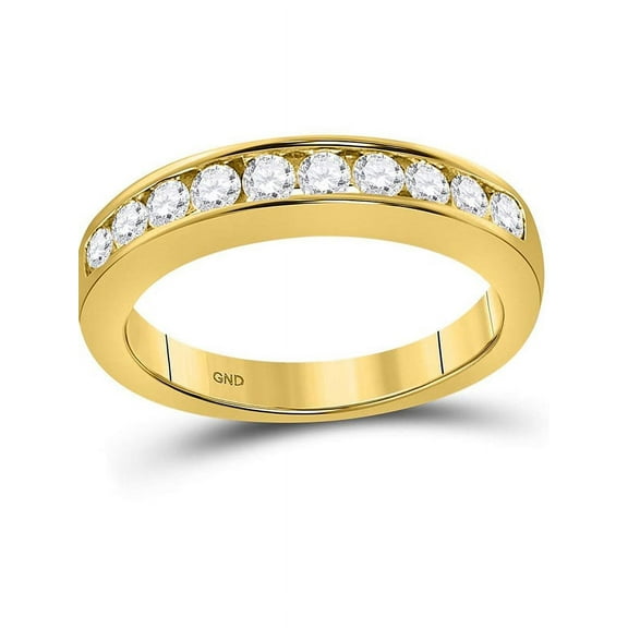14kt Yellow Gold Womens Round Channel-set Diamond Wedding Band 1/2 Cttw
