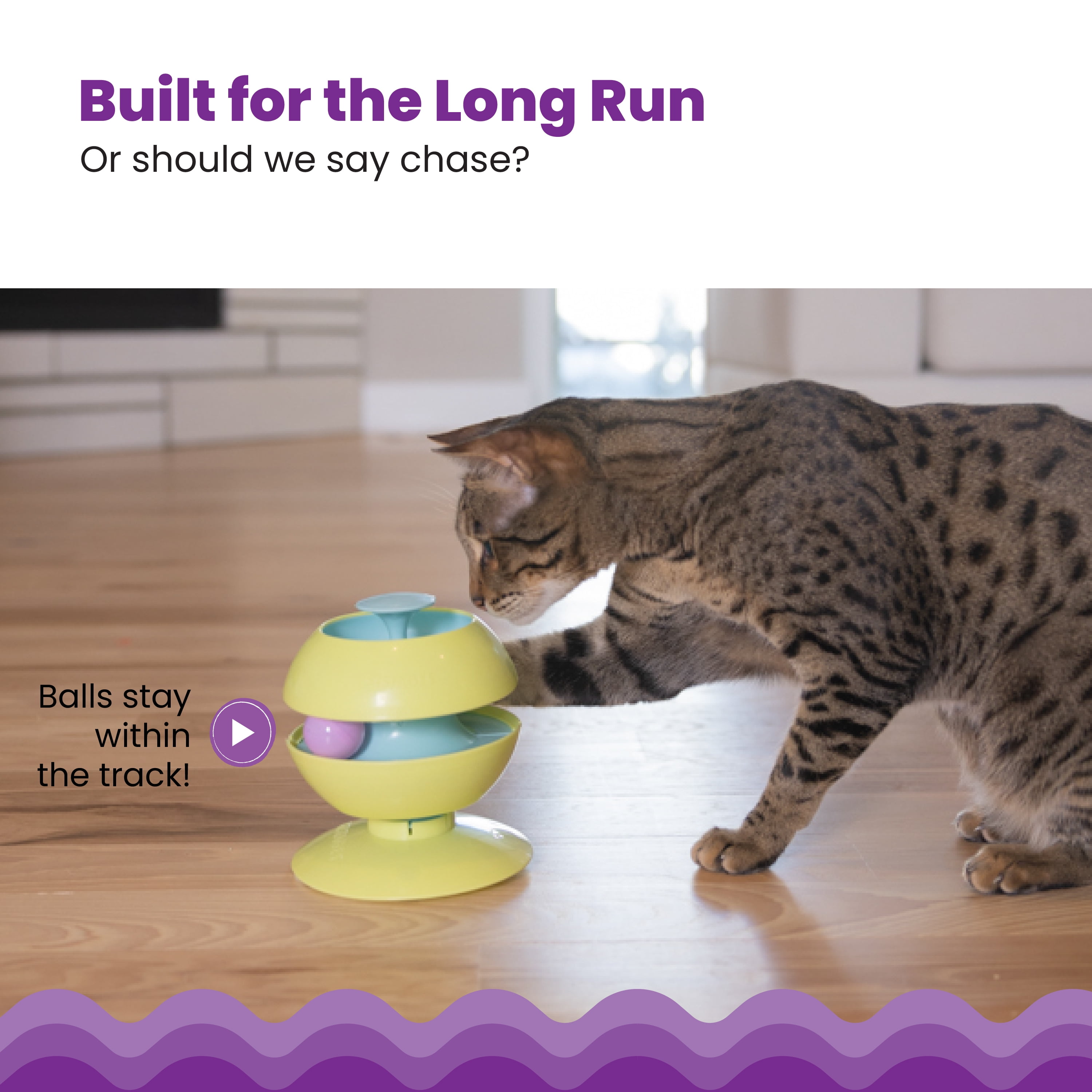 Catstages Twist-A-Ball 3-in-1 Convertible Cat Track Toy, Rolling Ball Toy for Indoor Cats, Green