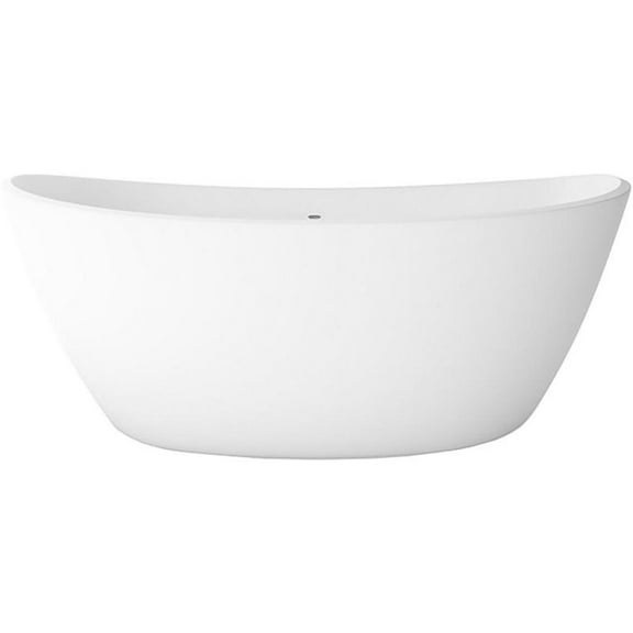 Pemberly Row 64x33" Manmade Stone Soaking Bathtub in Matte White