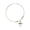 thumbnail image 2 of 7 1/2 inch Round Double Loop Bangle Bracelet w/ Cross medal charm w/ May Green Swarovski Crystal, 2 of 3