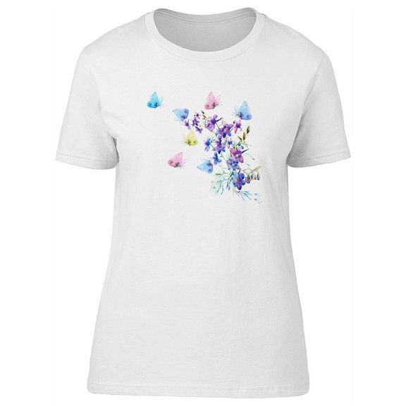 Cute Flowers & Butterflies Tee Women's -Image by Shutterstock
