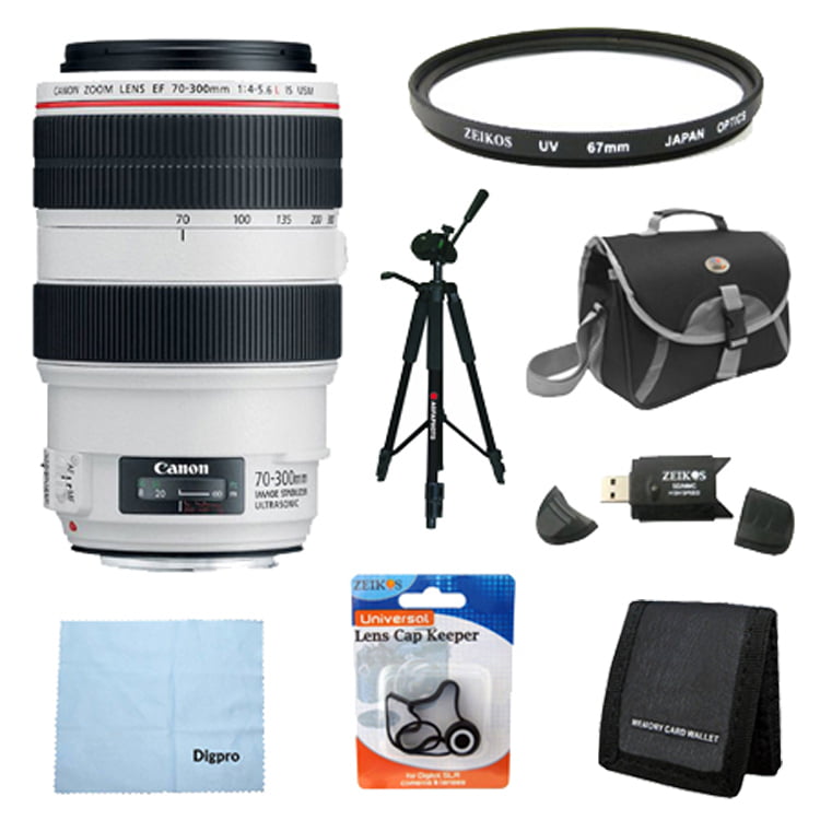 Canon EF 70-300mm f/4-5.6L IS USM UD Telephoto Zoom Lens for Canon EOS SLR  Cameras w/ 67mm Multicoated UV Protective Filter, Deluxe Bag, Lens Cap  Keeper, Microfiber Cleaning Cloth, Memory Card Wallet -