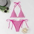 thumbnail image 4 of XIYON Bikini Sets For Women Fashion Texture Swimwear Set Lace Up Bikini Sets Beach Vacation Clothes, 4 of 5