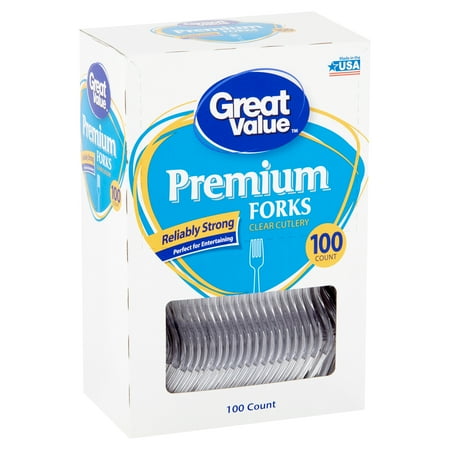 Great Value Premium Clear Forks, 100 Count