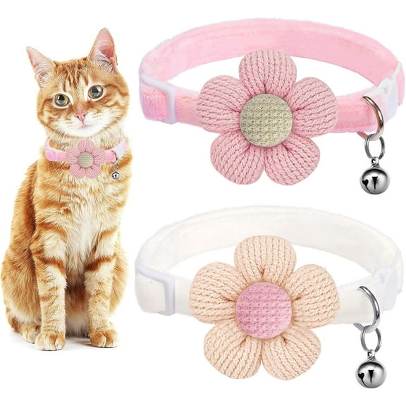 1/2Pack Breakaway Cat Collars with Bells, Kitten Collar for Girl Boy Adjustable Safety Kitty Collars for Cats Puppy and Small Pets