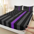 thumbnail image 4 of Manfei Usa Flag Bed Sheets,Black Gray Purple Full Size Sheets,4-Piece,1 Flat Sheet, 1 Fitted Sheet and 2 Pillowcases, 4 of 6