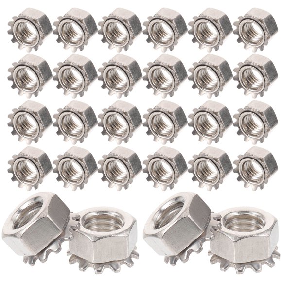 IFANLANDOR 50 Pcs Écrou de Verrouillage en Acier Inoxydable avec Rondelle Externe pour Fixation de Quincaillerie Domestique