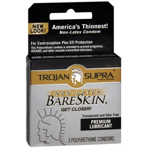 TROJAN SUPRA Condoms Lubricated Microsheer Polyurethane 3 Each (Pack of 2)