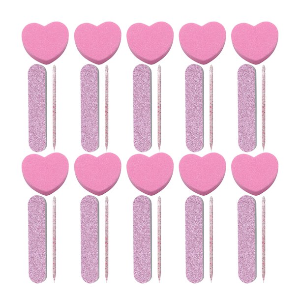 BRIGHTFUFU 10 juegos de herramientas para uñas DIY: palitos para uñas, limas para uñas, tiras para pulir uñas y bloques pulidores para uñas.