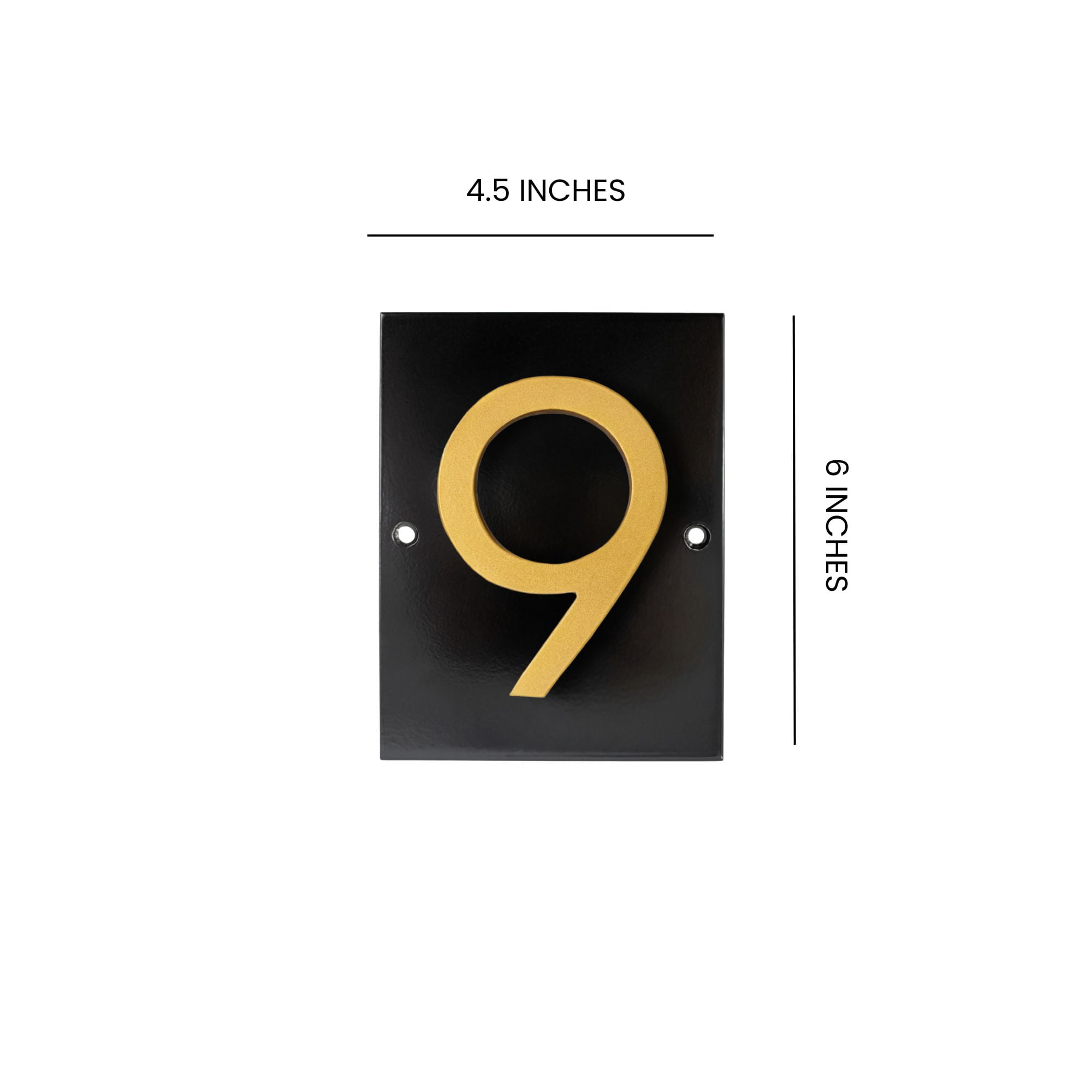 Floating Modern 4" Number Horizontal Address Plaque (1 character) - Black/Gold