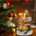 thumbnail image 5 of 1pcs Christmas Houses Village, Christmas Resin House, Christmas Scene Village Houses, Christmas Cabin with Warm LED Light Winter Snow Resin House, 5 of 6