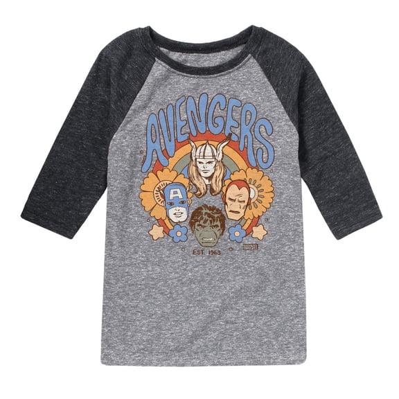 Marvel The Avengers - Floral - Toddler And Youth Raglan