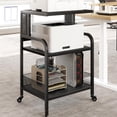 thumbnail image 1 of Printer Stand with Storage Shelf Printer Cart Large Printer Table with USB Charging Ports and Power Outlets 3 Tier Mobile Office Printer Stand with Wheels Printer Tables for Small Spaces Black, 1 of 6