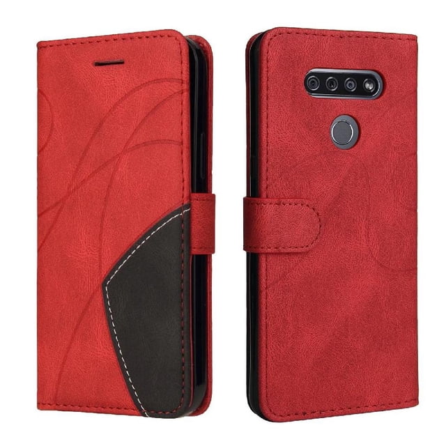 GANGXUN Flip Case for LG K51 – Leather Wallet Cover with Card Slots, Kickstand & Color Stitching Protective Folio