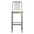 thumbnail image 3 of Linon Badden Commercial Grade Wood Seat Steel Frame Barstools Set of 2 in Silver, 3 of 19