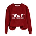 thumbnail image 1 of Rbaofujie Chandails pour Femmes Mode Tendance Femmes WTF Action de Grâce Vin Dinde Famille Décontracté Manches Longues Imprimé Col Rond Chandail en Molleton Ample Blouse Hauts Vin Automne Chandails à Capuchon pour Femmes, 1 of 3