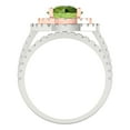 thumbnail image 4 of 2.68 ct Brilliant Round Cut Natural Peridot 14k White/Rose Gold Halo Solitaire with Accents Engagement Bridal Wedding Ring Band Set size 5, 4 of 7