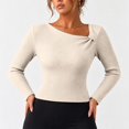 thumbnail image 5 of Womens Fall Long Sleeve Tops Asymmetrical Y2K Slim Fit Cropped Pullover Casual Basic Ribbed Knit Tops Going Out Fall Winter Outfits, 5 of 5