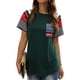 thumbnail image 5 of Camiseta de mujer Camiseta de manga corta con estampado de rayas Camiseta casual de verano, Verde, M Jumpingount AP001701-07, 5 of 7
