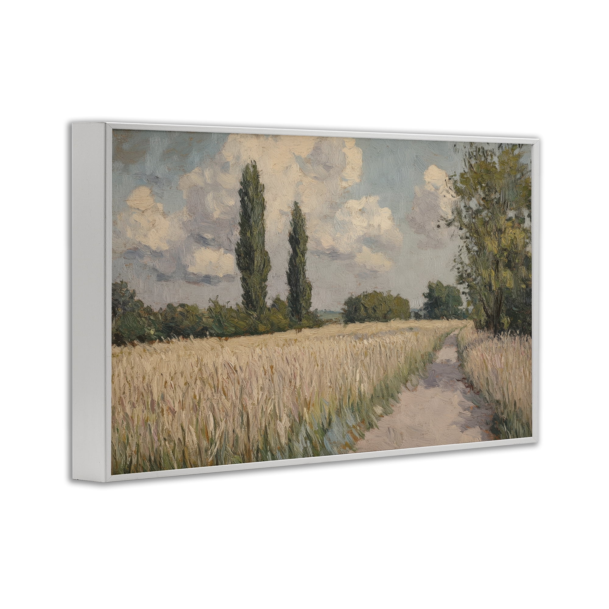 Stupell Industries Summer Path Between Poplars White Framed Giclee Art, design by Petal Prints Design