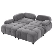 Modular Sectional Sofa, ONE PIX 93 L Shape Reversible Sofa, Modern Button Tufted Cloud Couches for Living Room, Apartment, Office, Gray