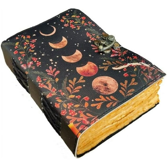 Grimoire Moon Phases Spell Book Of Shadows Journal, Witchcraft Supplies, Leather Bound Journal, Vintage Journal, Charmed Book Of Shadows, Vintage Notebook, Diary, Book Journal