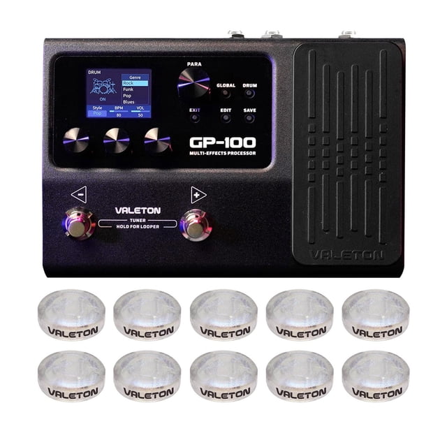 Pedal de Efectos de Guitarra VALETON Negro con 140 Efectos Integrados y 198 Presets para Hombre