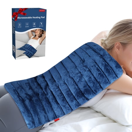 Comfytemp XL Weighted Microwave Heating Pad with Flaxseed 12 x24 Warm Compress Blue