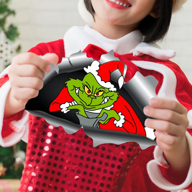 the Grinch Christmas Decor Christmas Car Refrigerator Decorations Reflective Bulb Light Santa Deer Magnet Ornaments Xmas New Year Holiday Home Decor