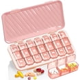 thumbnail image 1 of Pill Organizer Times A Day Day Pill Box - Weekly Pill Organizer Portable Removable Daily Medicine Container Dispenser Case for Vitamin Fish Oil Supplement Pink, 1 of 7