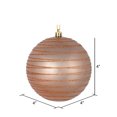 thumbnail image 2 of Vickerman 4" Rose Gold Candy Finish Ball Ornament with Glitter Lines, 4 per Bag, 2 of 3