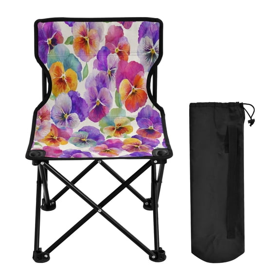 600D Oxford Camping Chair Portable Foldable Chair Supports 220 lbs for Picnic, Fishing, Backpacking Pansy Pattern