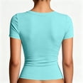 thumbnail image 7 of Dwellite Womens V Neck Short Sleeve Shirts Spring Slim Fit Crop T Shirts Y2k Tee 2026 Summer Gym Workout Cute Top Sky Blue XL, 7 of 7