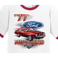 thumbnail image 2 of Mens Ford Mustang '77 1977 100% Cotton Ringer Tee Shirt, 4XL White/Red, 2 of 5